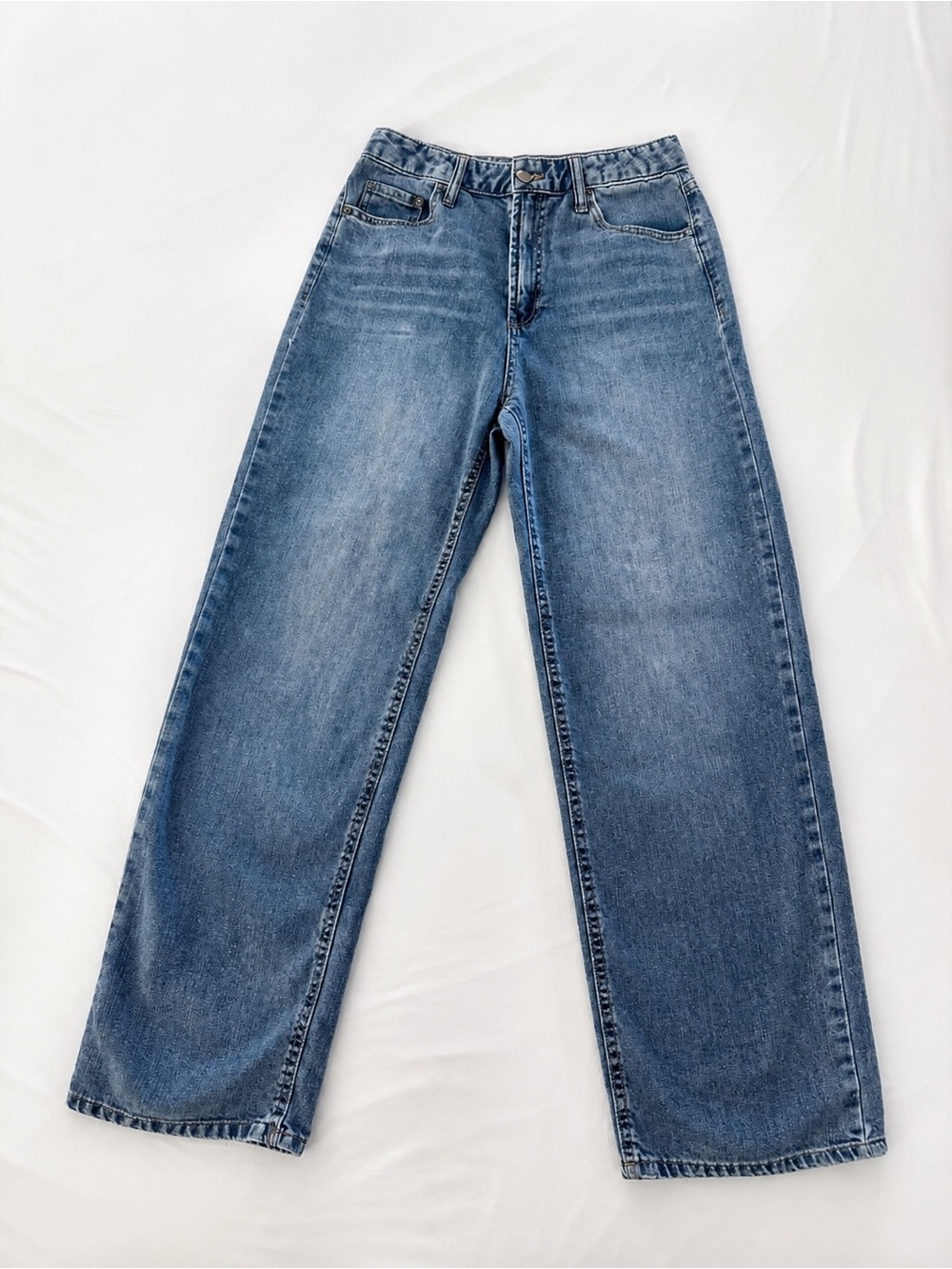 OAT New York Cloud Luxe Denim Jeans Womens 6/28 High Rise Straight Leg Blue